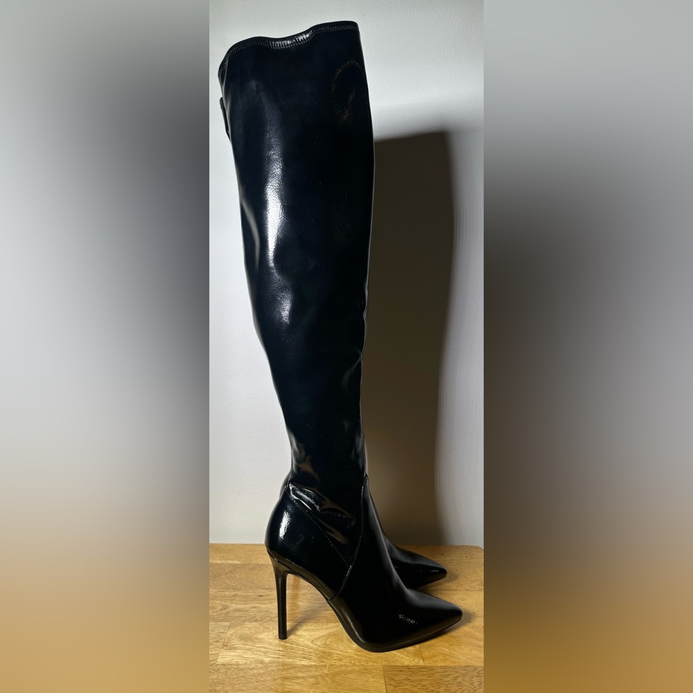 Jessica Simpson Womens Abrine Black Patent Over-The-Knee Boots